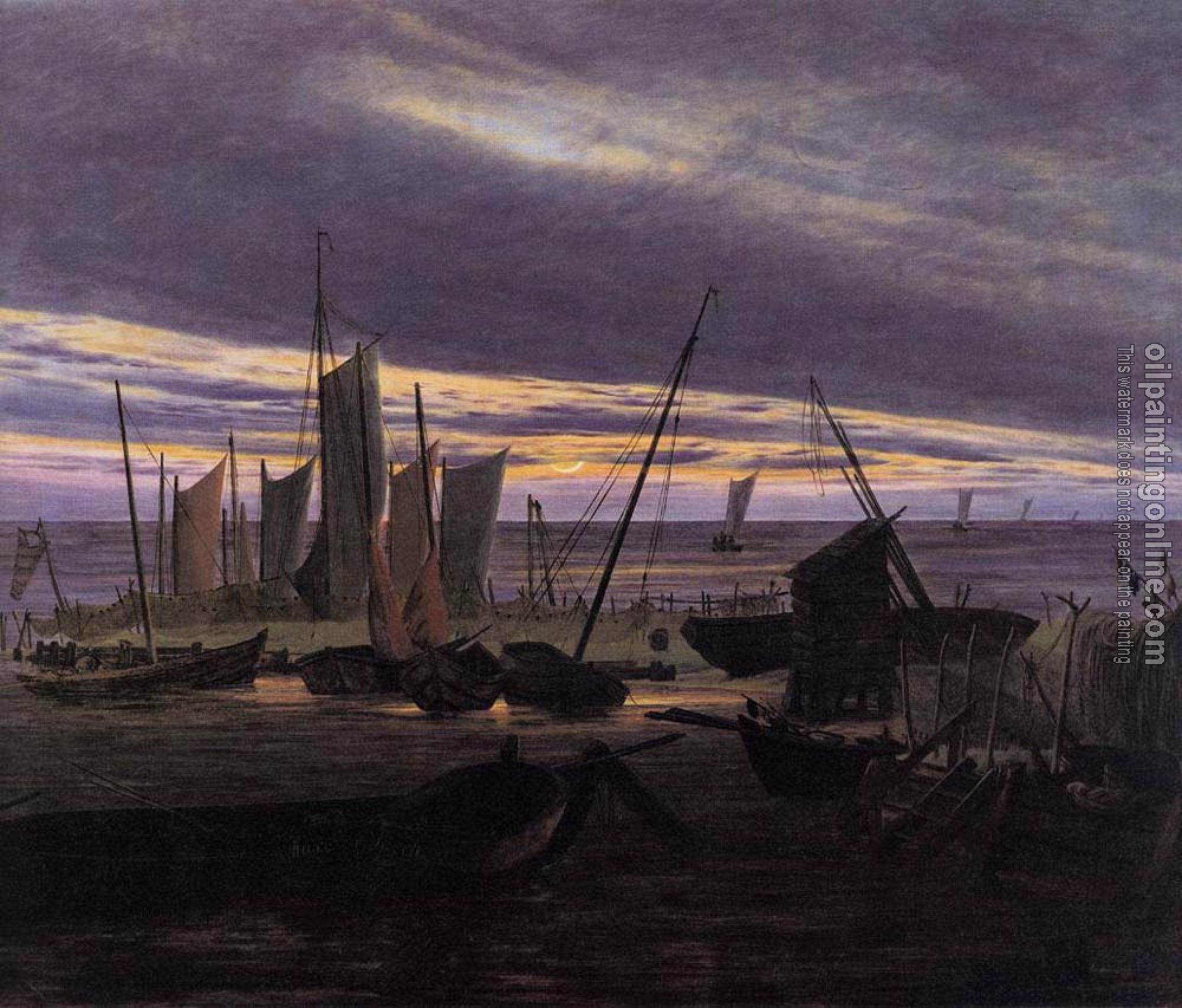 Friedrich, Caspar David - Boats In The Harbour At Evening